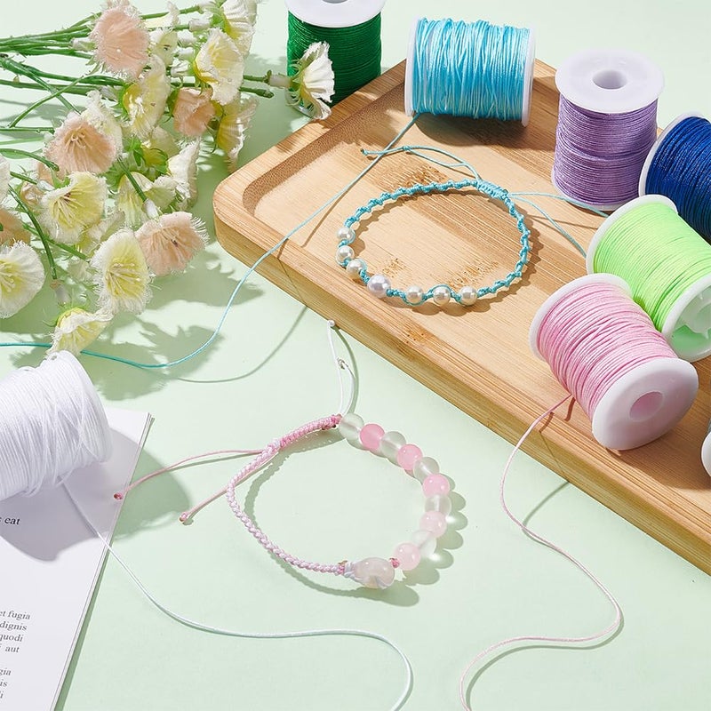 PH PandaHall 150 Yards 0.8mm Nylon Beading String for Bracelet, 15 Colors Chinese Knotting Cord Nylon Bracelet Thread Kumihimo Macrame Thread Cord for Friendship Bracelets Necklace Macrame Wind Chime - Image 2